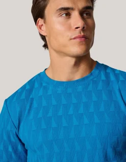 Shoeby Jacquard T-shirt Blauw<Heren T-Shirts En Polo's
