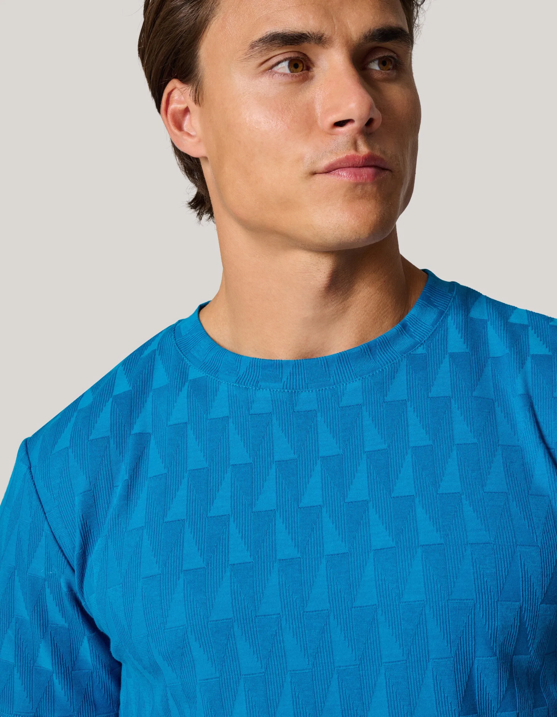 Shoeby Jacquard T-shirt Blauw<Heren T-Shirts En Polo's