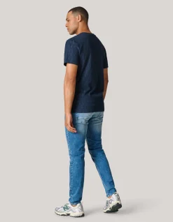 Shoeby Jacquard T-shirt Donkerblauw<Heren T-Shirts En Polo's
