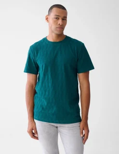 Shoeby Jacquard T-shirt Donkergroen<Heren T-Shirts En Polo's