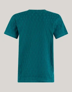Shoeby Jacquard T-shirt Donkergroen<Heren T-Shirts En Polo's