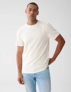 Shoeby Jacquard T-shirt Gebroken Wit<Heren T-Shirts En Polo's
