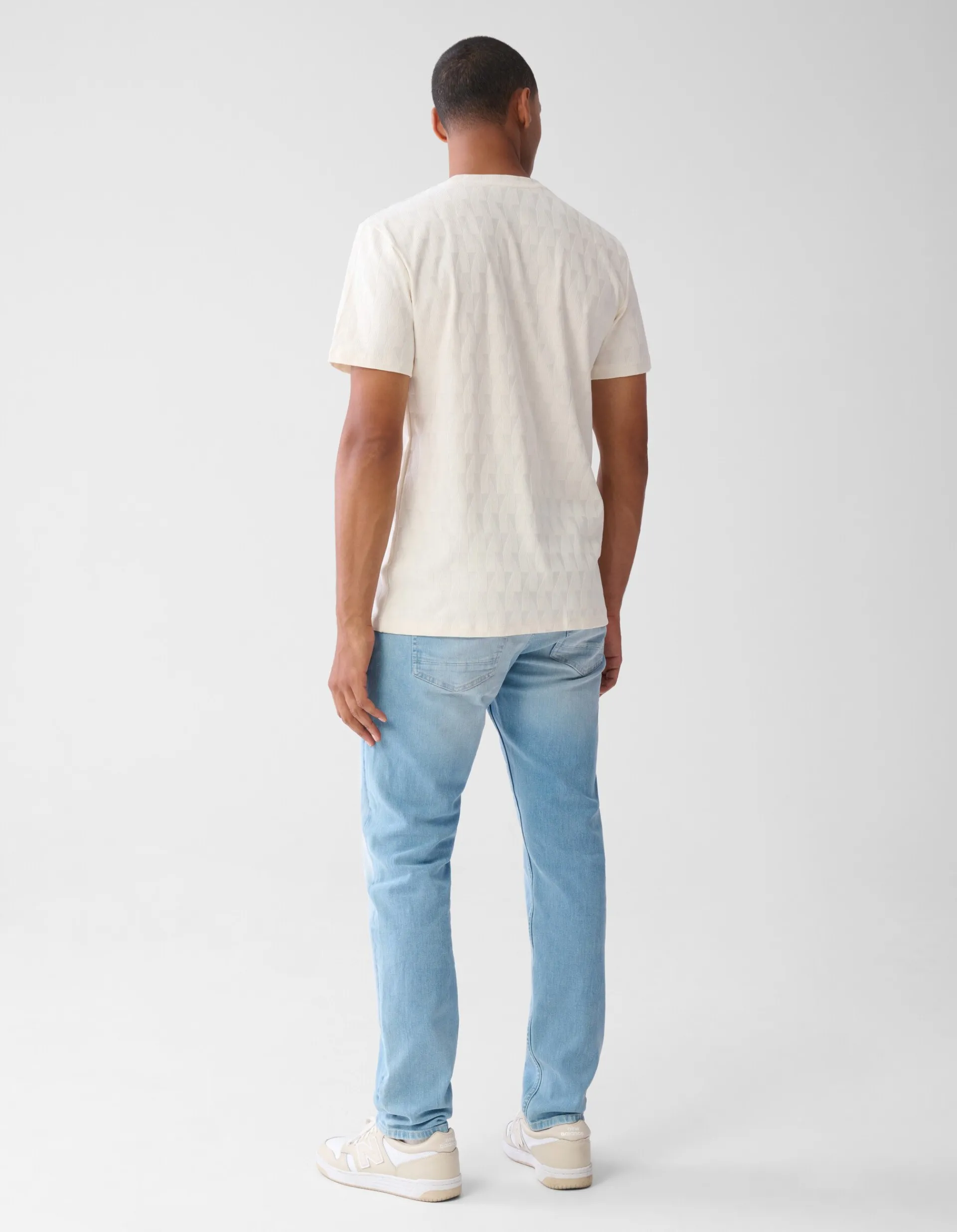 Shoeby Jacquard T-shirt Gebroken Wit<Heren T-Shirts En Polo's