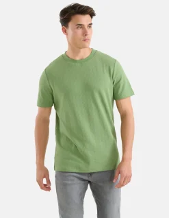 Shoeby Jacquard T-shirt Groen<Heren T-Shirts En Polo's