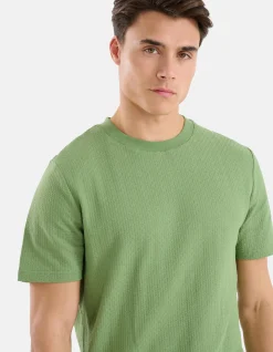Shoeby Jacquard T-shirt Groen<Heren T-Shirts En Polo's