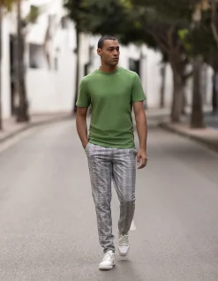 Shoeby Jacquard T-shirt Groen<Heren T-Shirts En Polo's