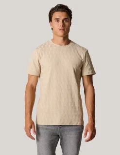 Shoeby Jacquard T-Shirt Zand<Heren T-Shirts En Polo's