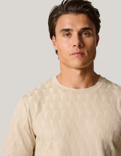 Shoeby Jacquard T-Shirt Zand<Heren T-Shirts En Polo's