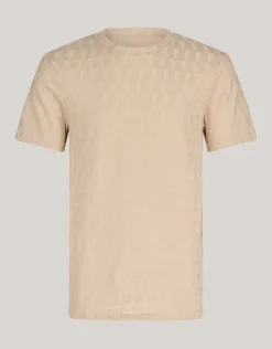 Shoeby Jacquard T-Shirt Zand<Heren T-Shirts En Polo's