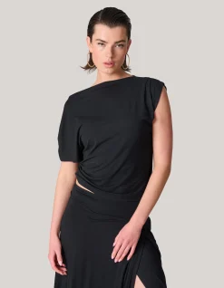 Shoeby Jersey Asymmetrische Top Zwart<DAMES Tops