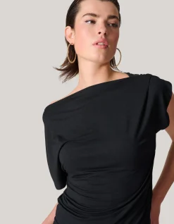 Shoeby Jersey Asymmetrische Top Zwart<DAMES Tops