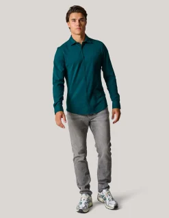 Shoeby Jersey Overhemd Donkergroen<Heren Overhemden