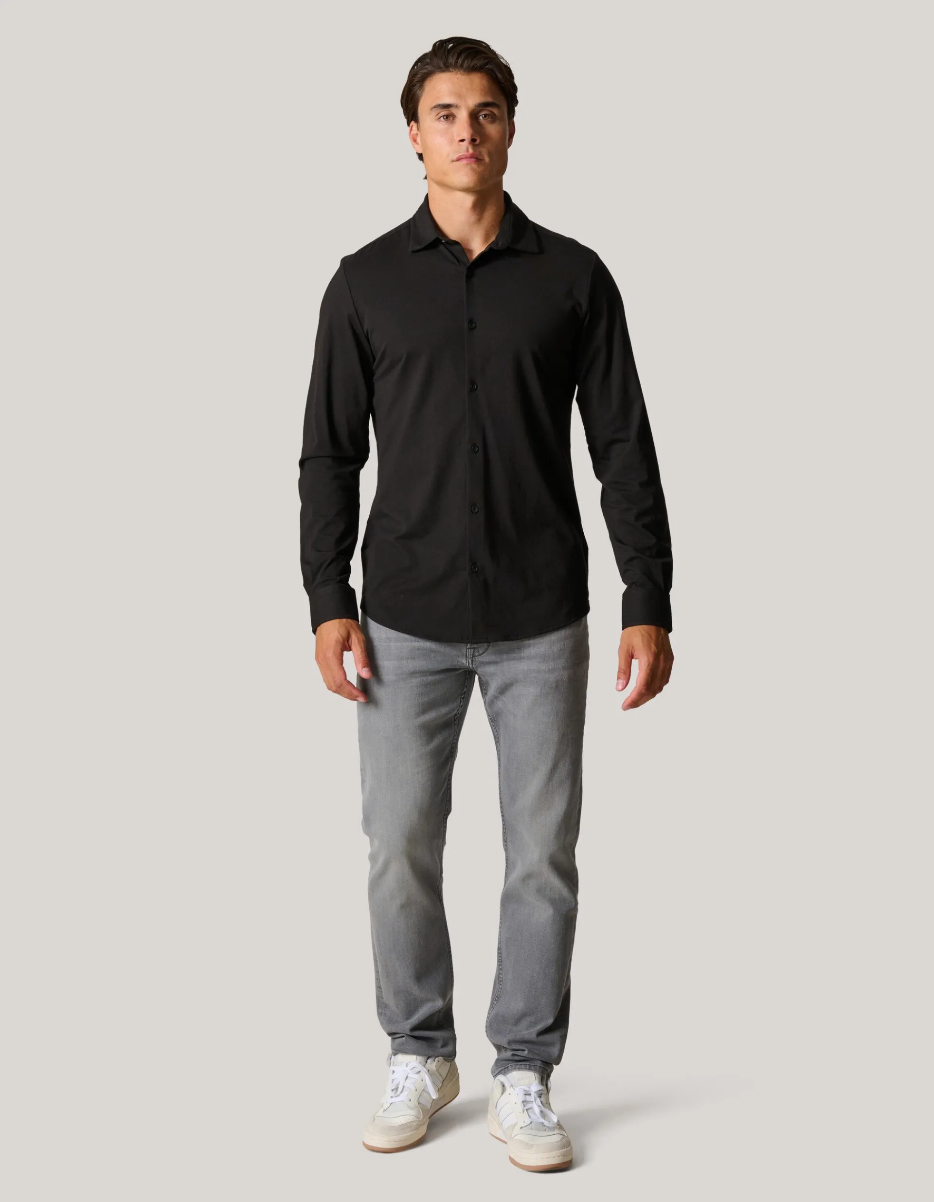 Shoeby Jersey Overhemd Zwart<Heren Overhemden