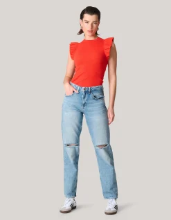 Shoeby Jersey Ruffle Top Rood<DAMES T-Shirts|Tops