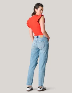 Shoeby Jersey Ruffle Top Rood<DAMES T-Shirts|Tops