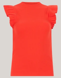 Shoeby Jersey Ruffle Top Rood<DAMES T-Shirts|Tops
