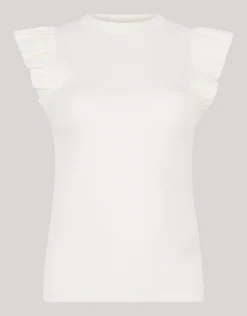Shoeby Jersey Ruffle Top Wit<DAMES T-Shirts