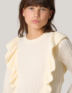 Shoeby Kabel Ruffle Top Gebroken Wit< Tops Lange Mouw