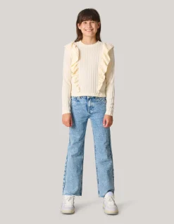 Shoeby Kabel Ruffle Top Gebroken Wit< Tops Lange Mouw