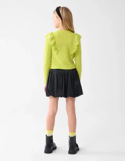 Shoeby Kabel Ruffle Top Groen< Tops Lange Mouw