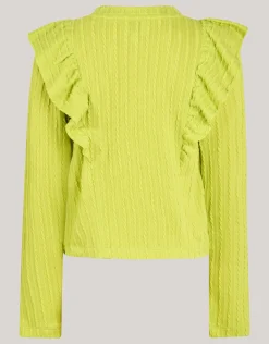 Shoeby Kabel Ruffle Top Groen< Tops Lange Mouw