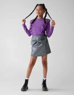 Shoeby Kabel Ruffle Top Paars< Tops Lange Mouw
