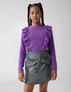 Shoeby Kabel Ruffle Top Paars< Tops Lange Mouw