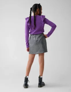 Shoeby Kabel Ruffle Top Paars< Tops Lange Mouw