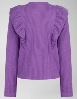 Shoeby Kabel Ruffle Top Paars< Tops Lange Mouw
