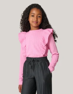 Shoeby Kabel Ruffle Top Roze< T-Shirts|Tops Lange Mouw