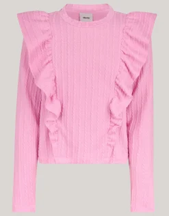 Shoeby Kabel Ruffle Top Roze< T-Shirts|Tops Lange Mouw