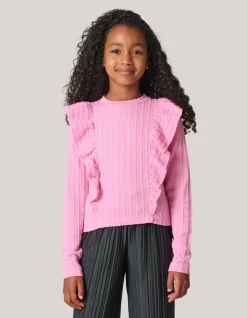 Shoeby Kabel Ruffle Top Roze< T-Shirts|Tops Lange Mouw