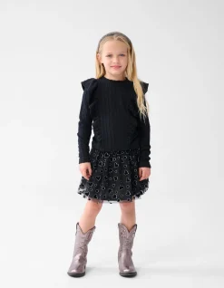 Shoeby Kabel Ruffle Top Zwart< Tops Lange Mouw
