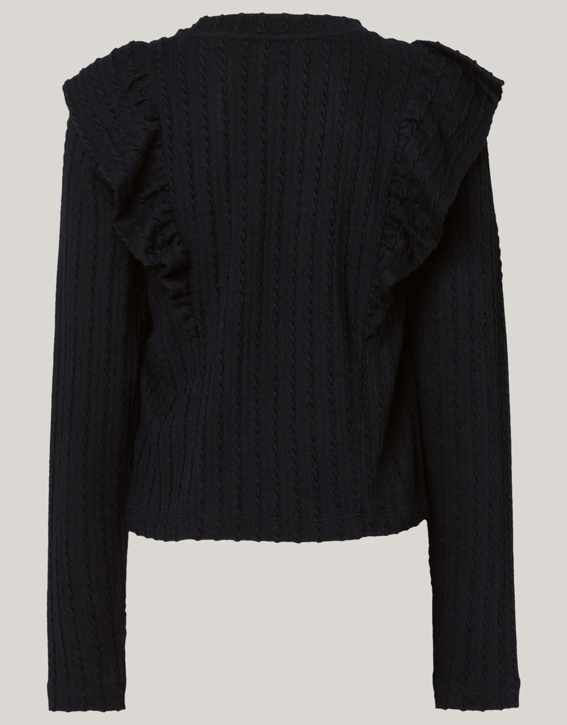 Shoeby Kabel Ruffle Top Zwart< Tops Lange Mouw