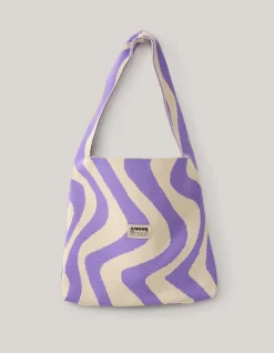 Shoeby Knitted Tas Paars/Wit< Tassen