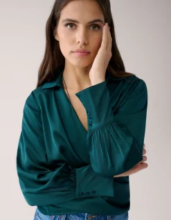 Shoeby Knot Blouse Groen By Mieke<DAMES Blouses