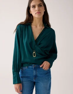Shoeby Knot Blouse Groen By Mieke<DAMES Blouses