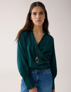 Shoeby Knot Blouse Groen By Mieke<DAMES Blouses