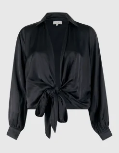Shoeby Knot Blouse Zwart<DAMES Blouses