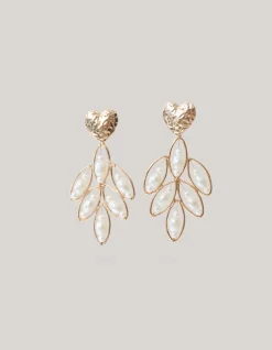 Shoeby Leaf Oorbellen Wit<DAMES Sieraden