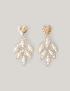 Shoeby Leaf Oorbellen Wit<DAMES Sieraden