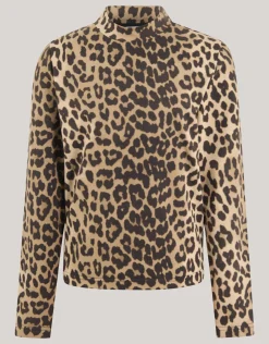 Shoeby Leopard Coltrui Bruin< Tops Lange Mouw