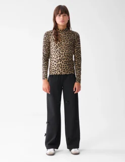 Shoeby Leopard Coltrui Bruin< Tops Lange Mouw