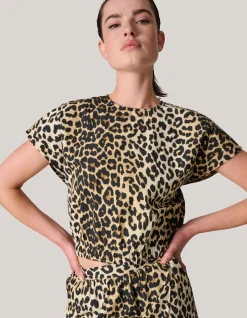 Shoeby Leopard Poplin Cropped Top<DAMES Tops