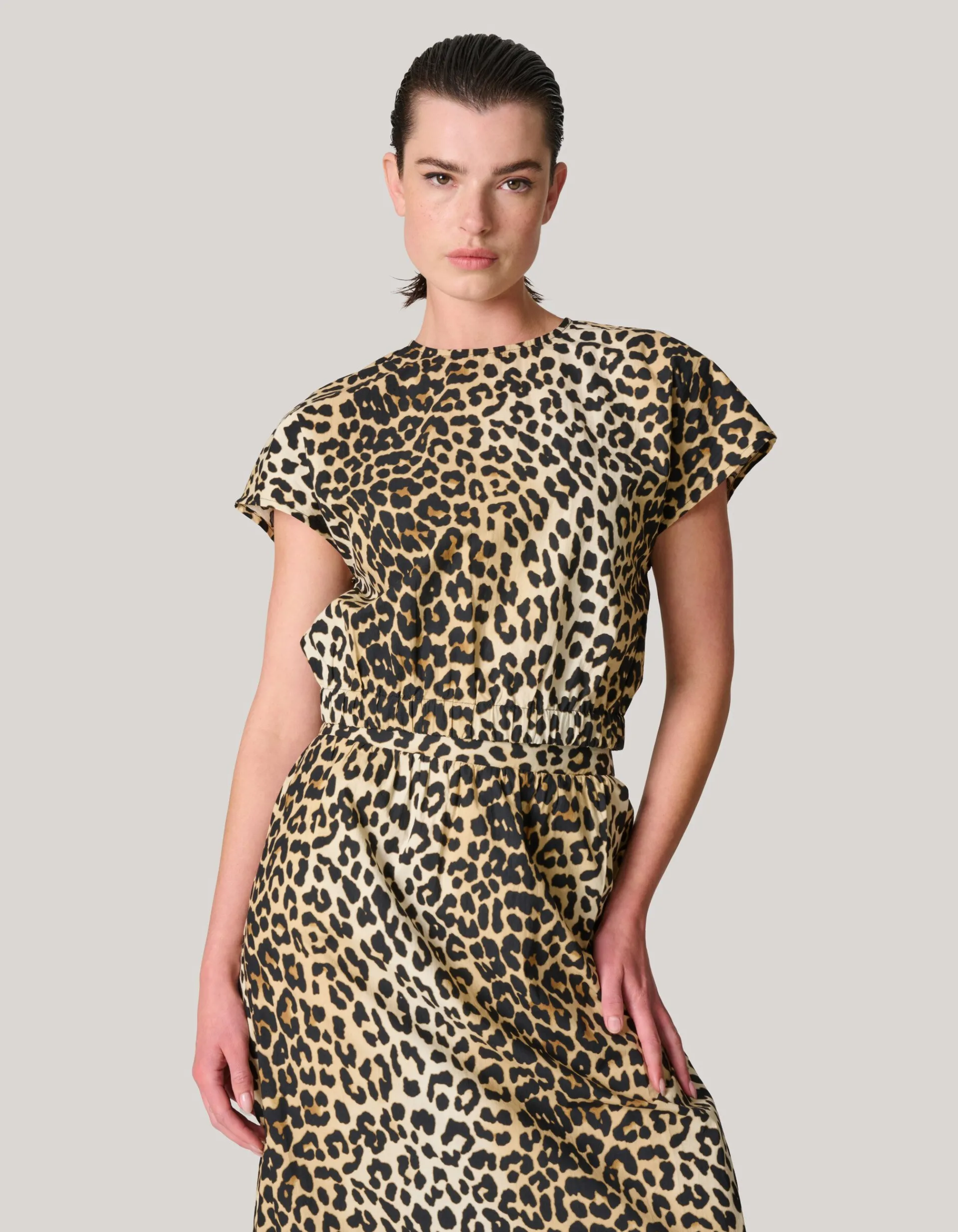 Shoeby Leopard Poplin Cropped Top<DAMES Tops