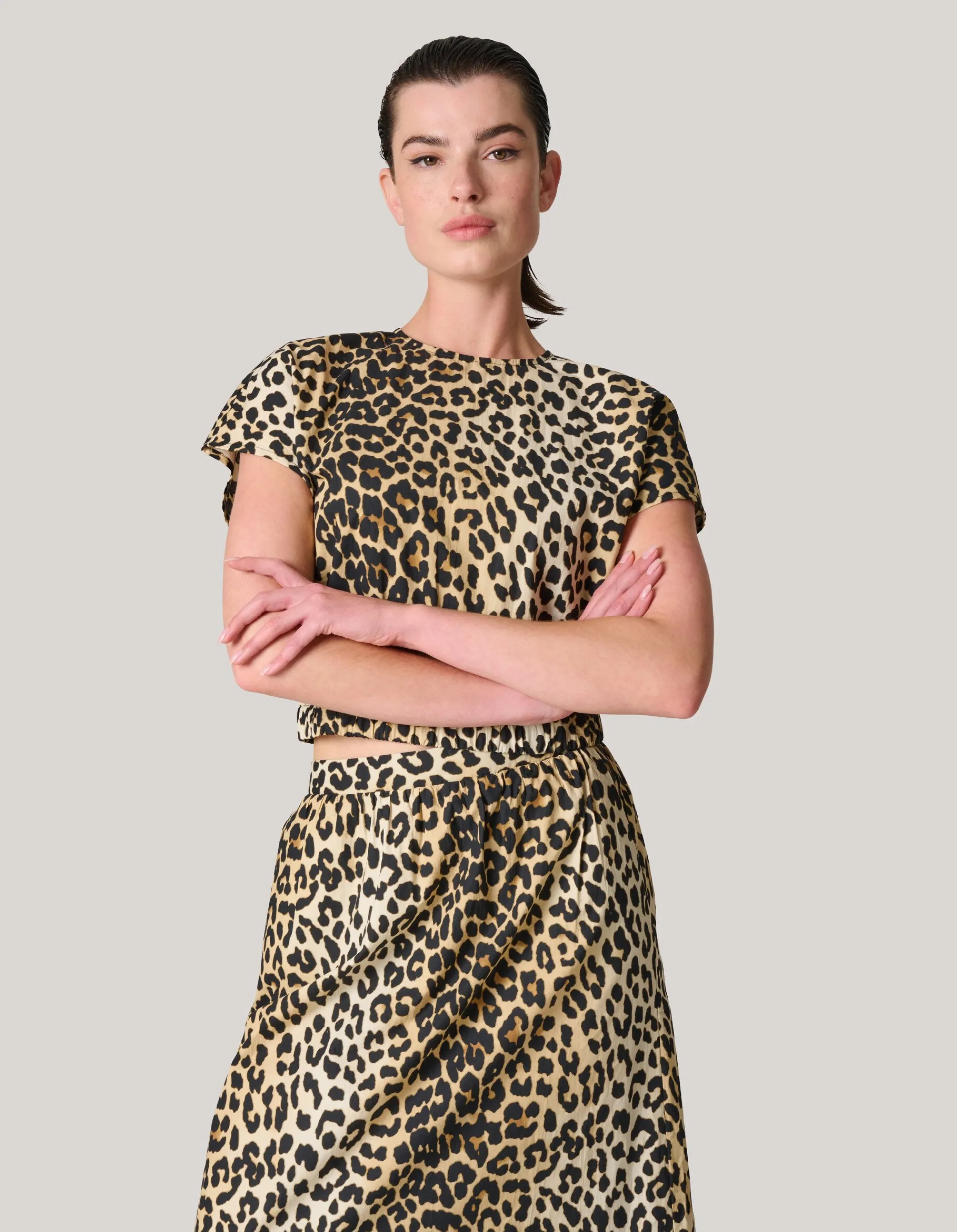 Shoeby Leopard Poplin Cropped Top<DAMES Tops