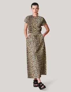 Shoeby Leopard Poplin Maxi Rok<DAMES Rokken