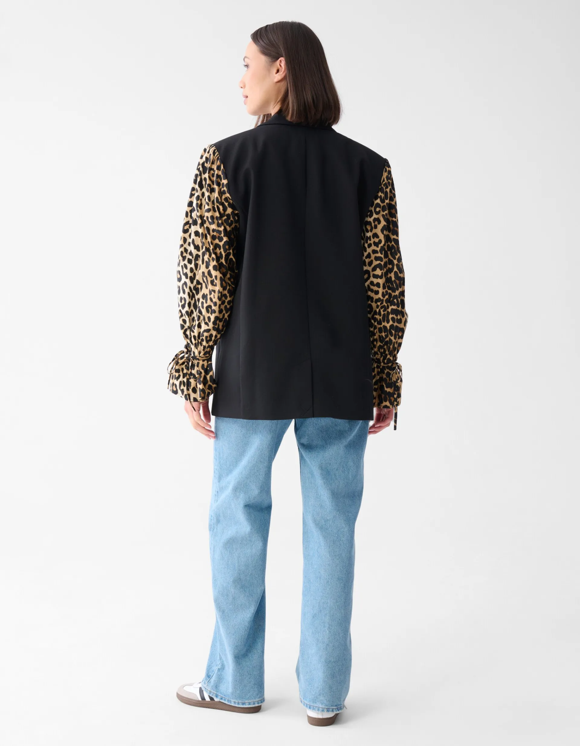 Shoeby Leopard Poplin Sleeve Blazer Zwart<DAMES Blazers
