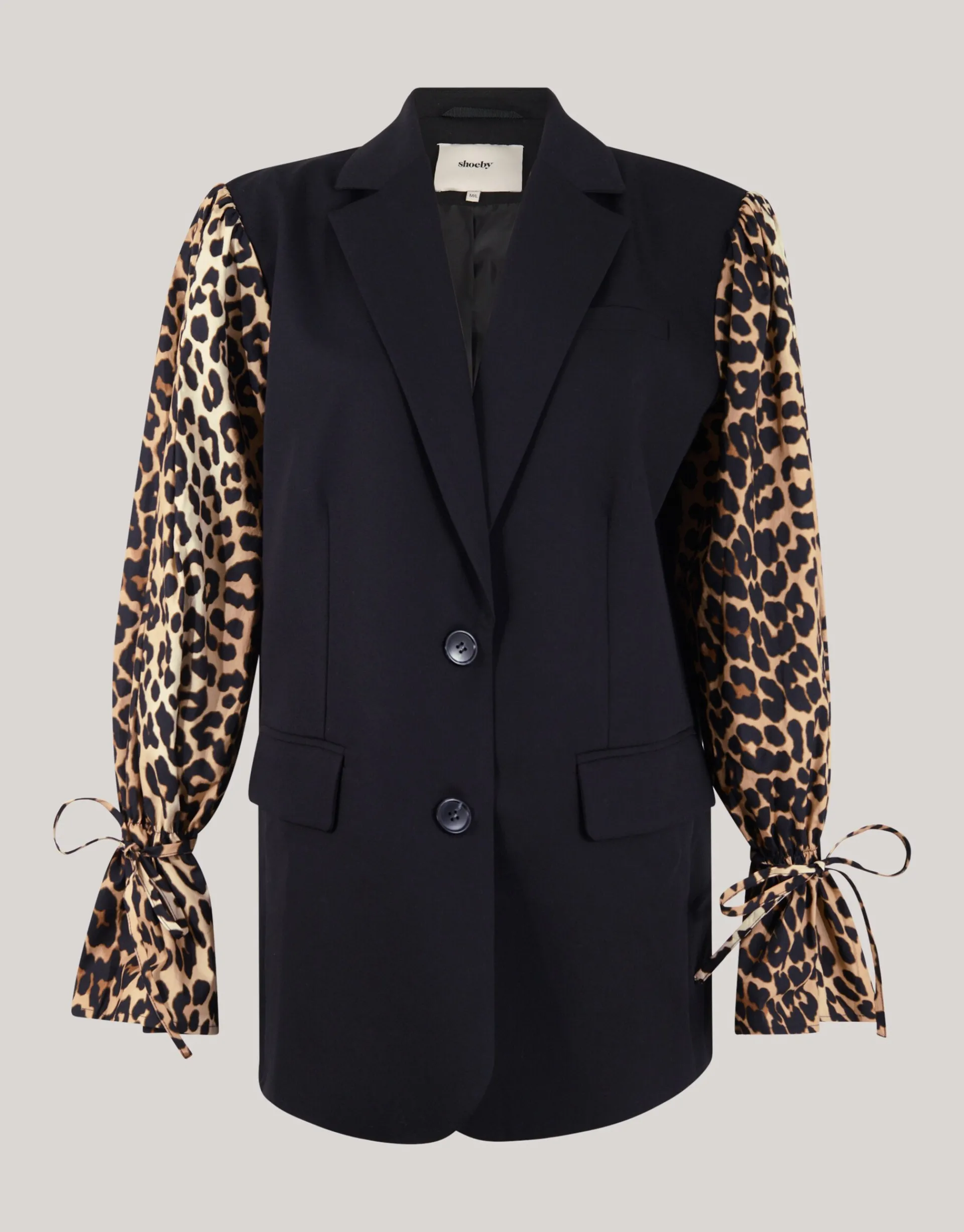 Shoeby Leopard Poplin Sleeve Blazer Zwart<DAMES Blazers
