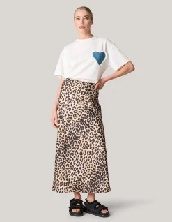 Shoeby Leopard Satijnen Midi Rok<DAMES Rokken